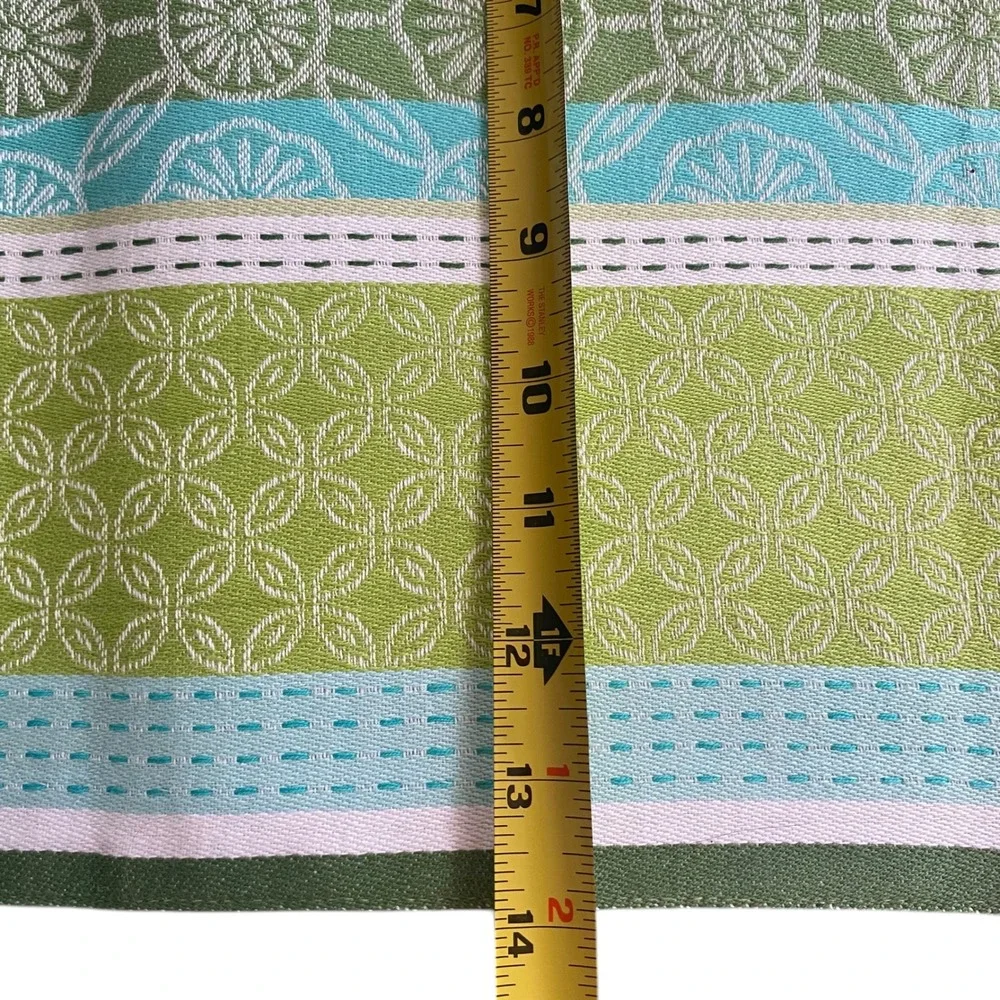 Green Floral Woven Tapestry Cotton Table Runner Spring Garden‎ Boho